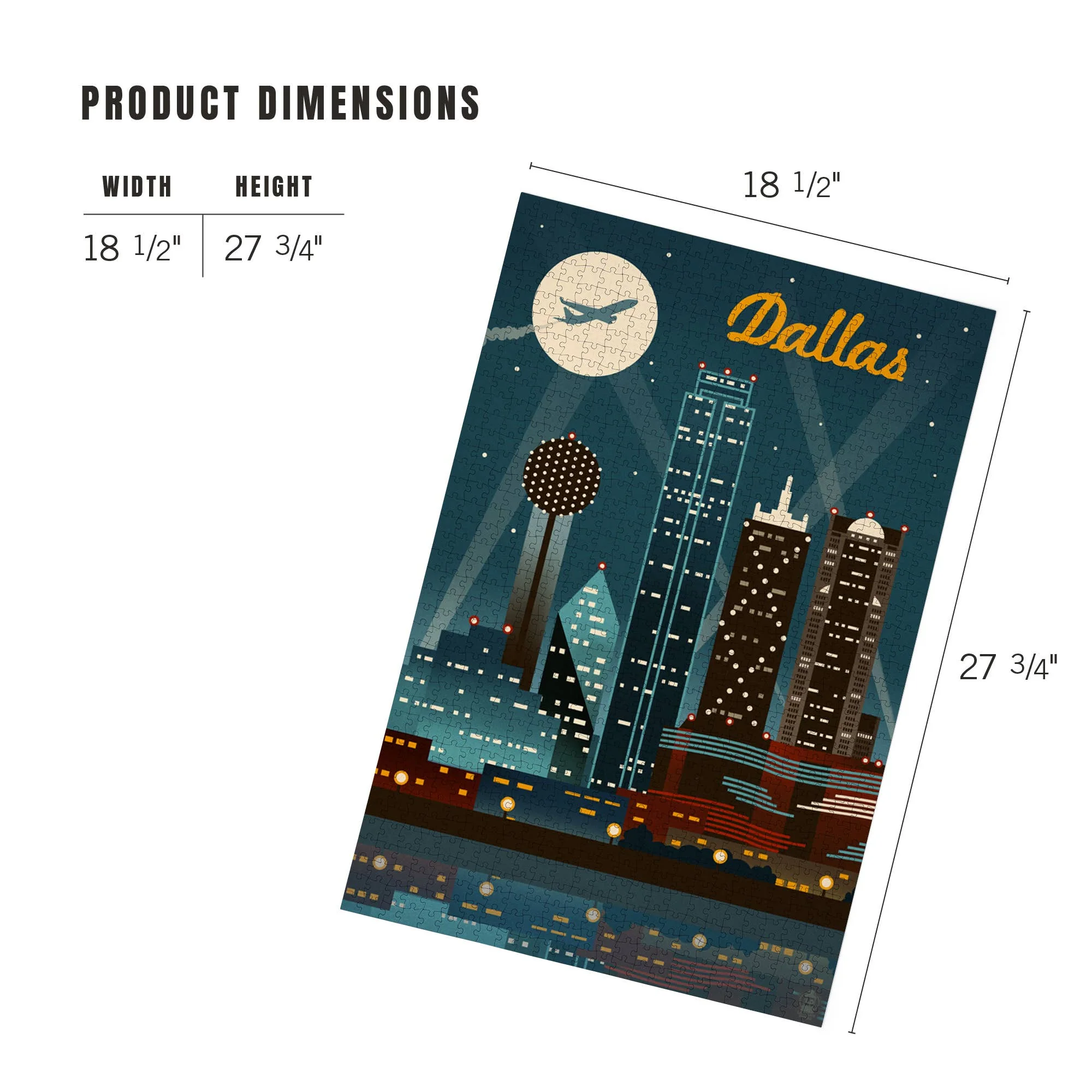 1000 PIECE PUZZLE Dallas, Texas, Retro Skyline - Image 5
