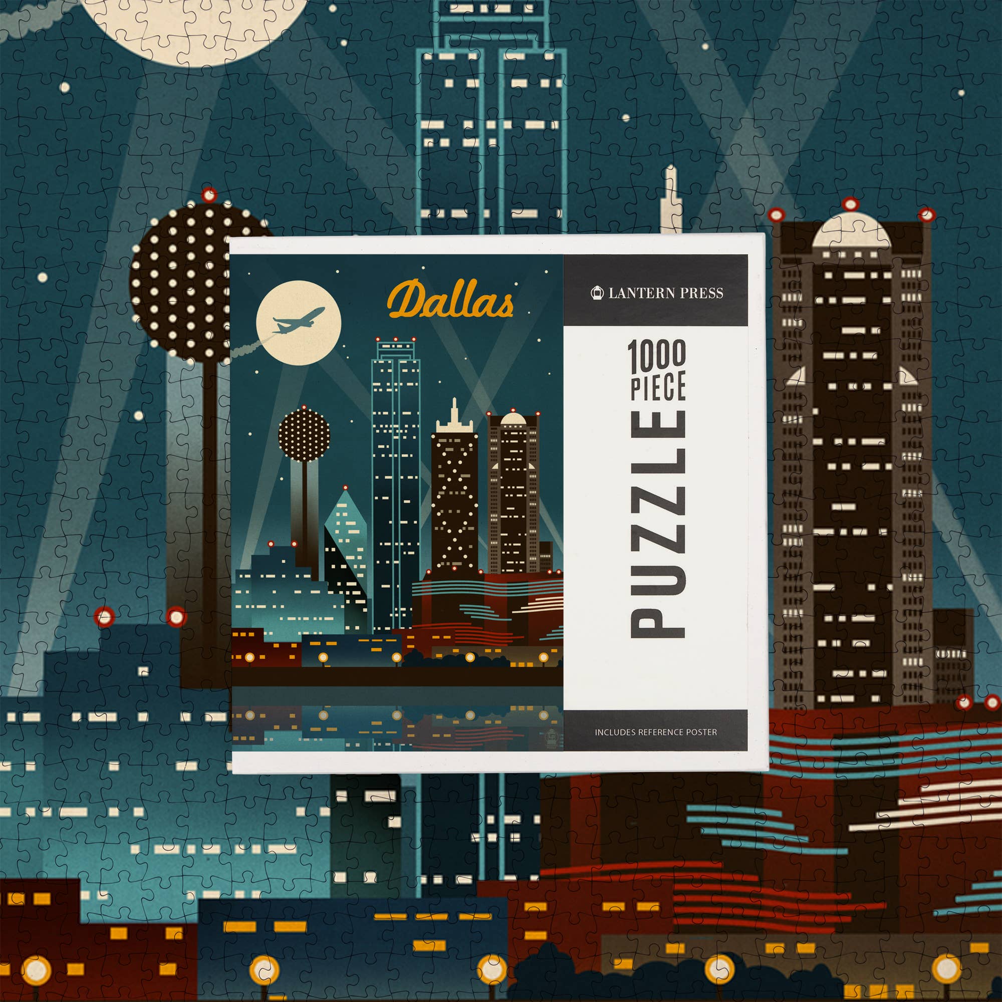 1000 PIECE PUZZLE Dallas, Texas, Retro Skyline - Image 7