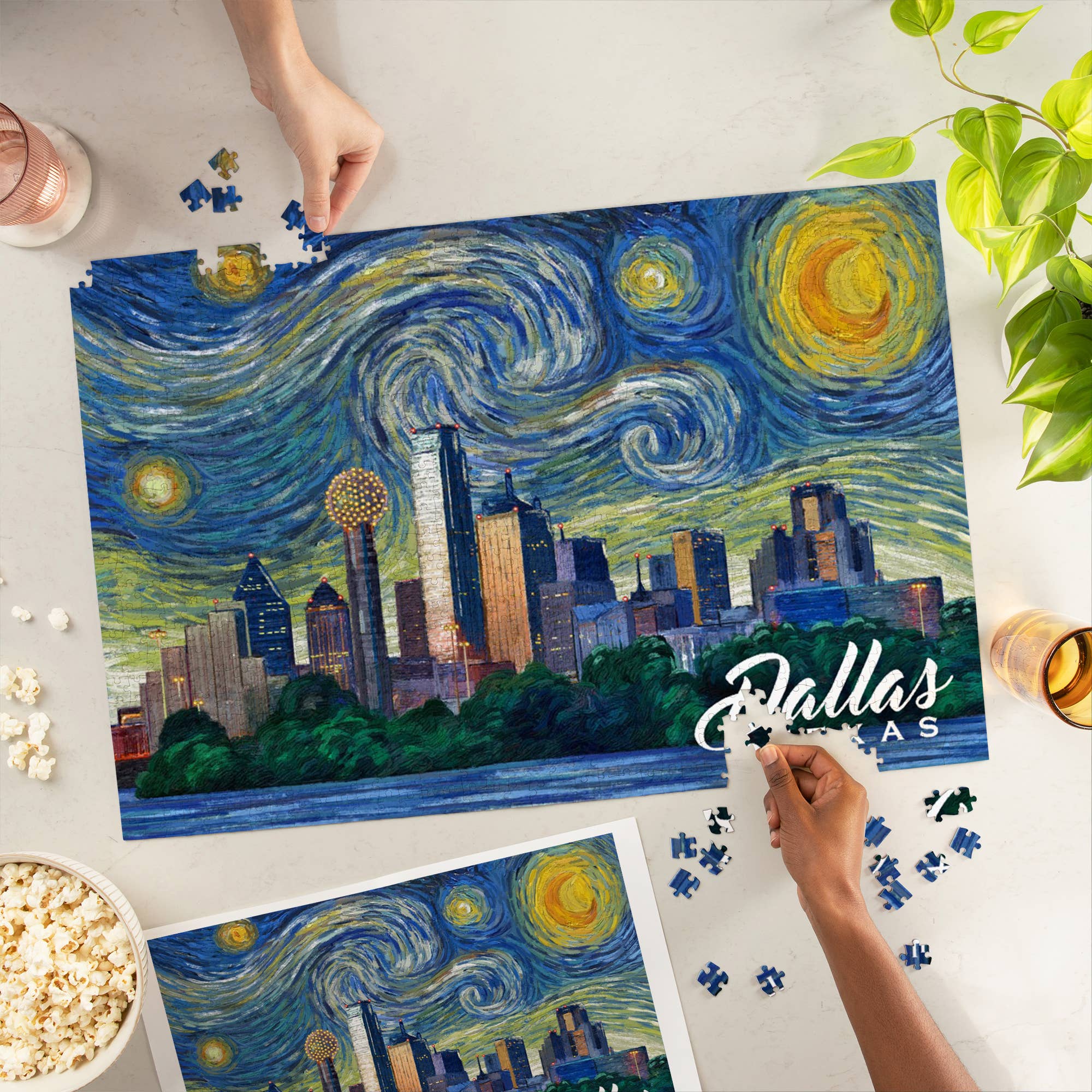 1000 PIECE PUZZLE Dallas, Texas, Starry Night City Series - Image 2