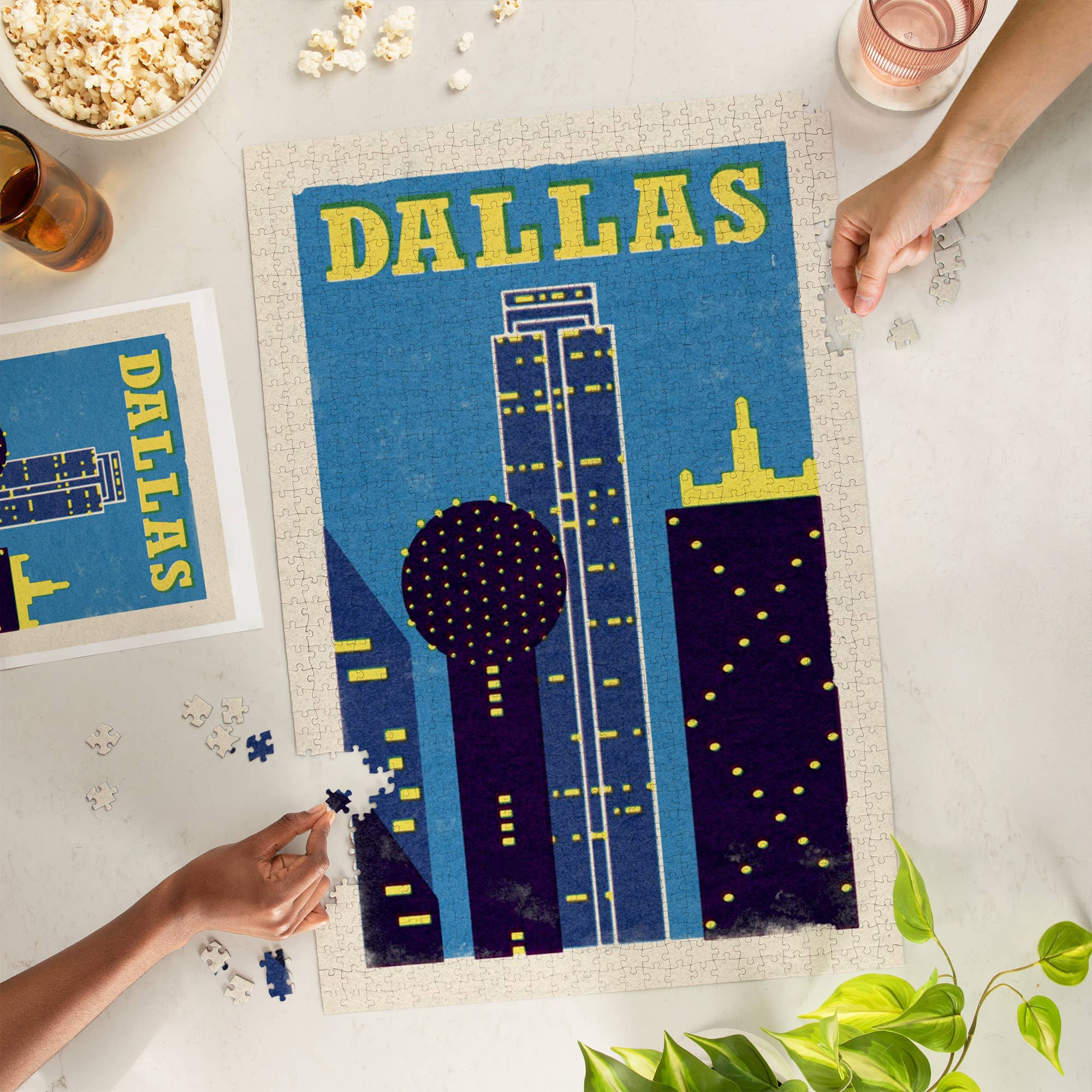 1000 PIECE PUZZLE Dallas, Texas, Woodblock - Image 2
