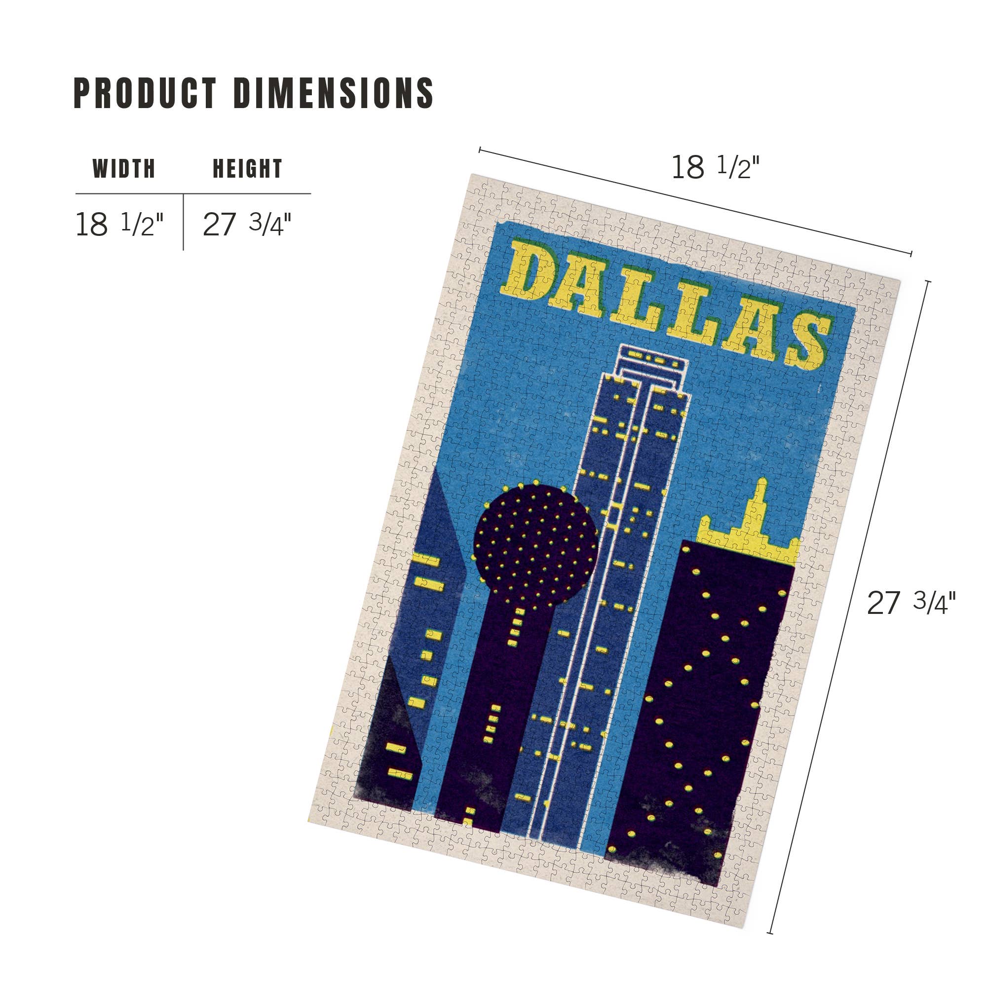 1000 PIECE PUZZLE Dallas, Texas, Woodblock - Image 5