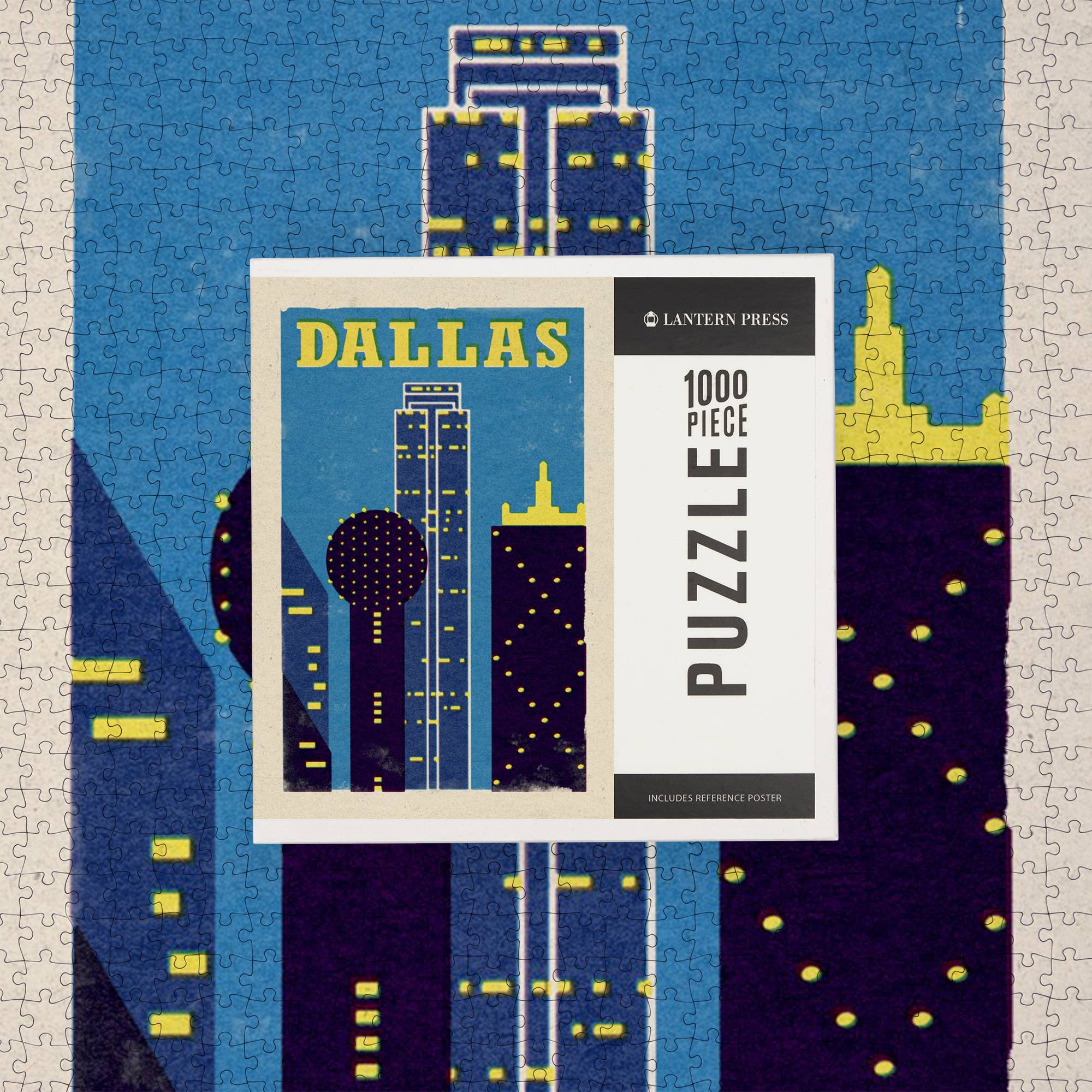 1000 PIECE PUZZLE Dallas, Texas, Woodblock - Image 7