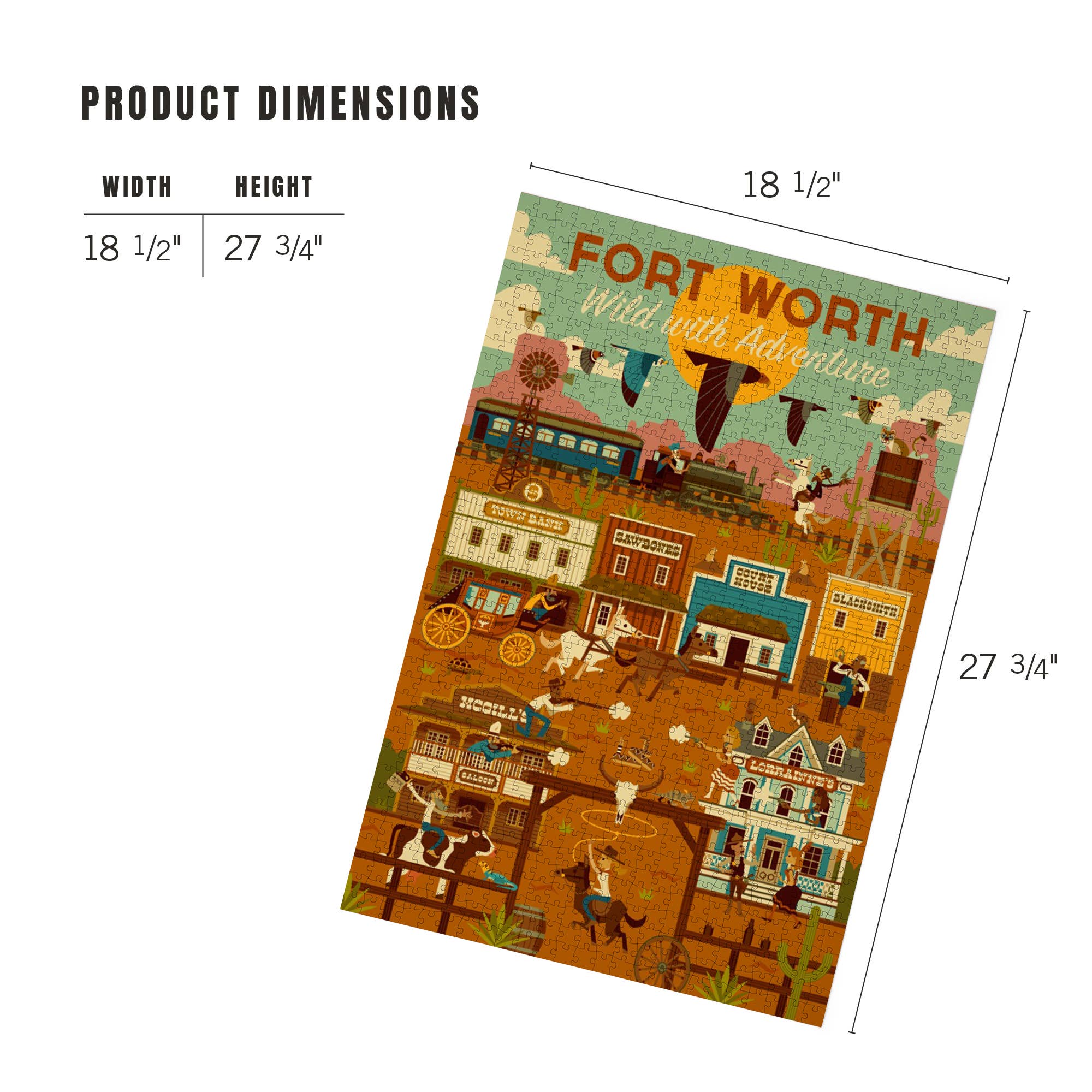 1000 PIECE PUZZLE Fort Worth, Texas, Geometric, Western Town - Image 5