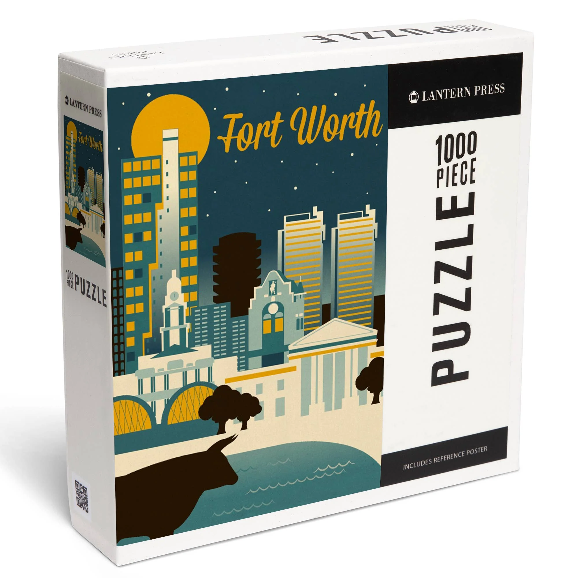 1000 PIECE PUZZLE Fort Worth, Texas, Retro Skyline Series