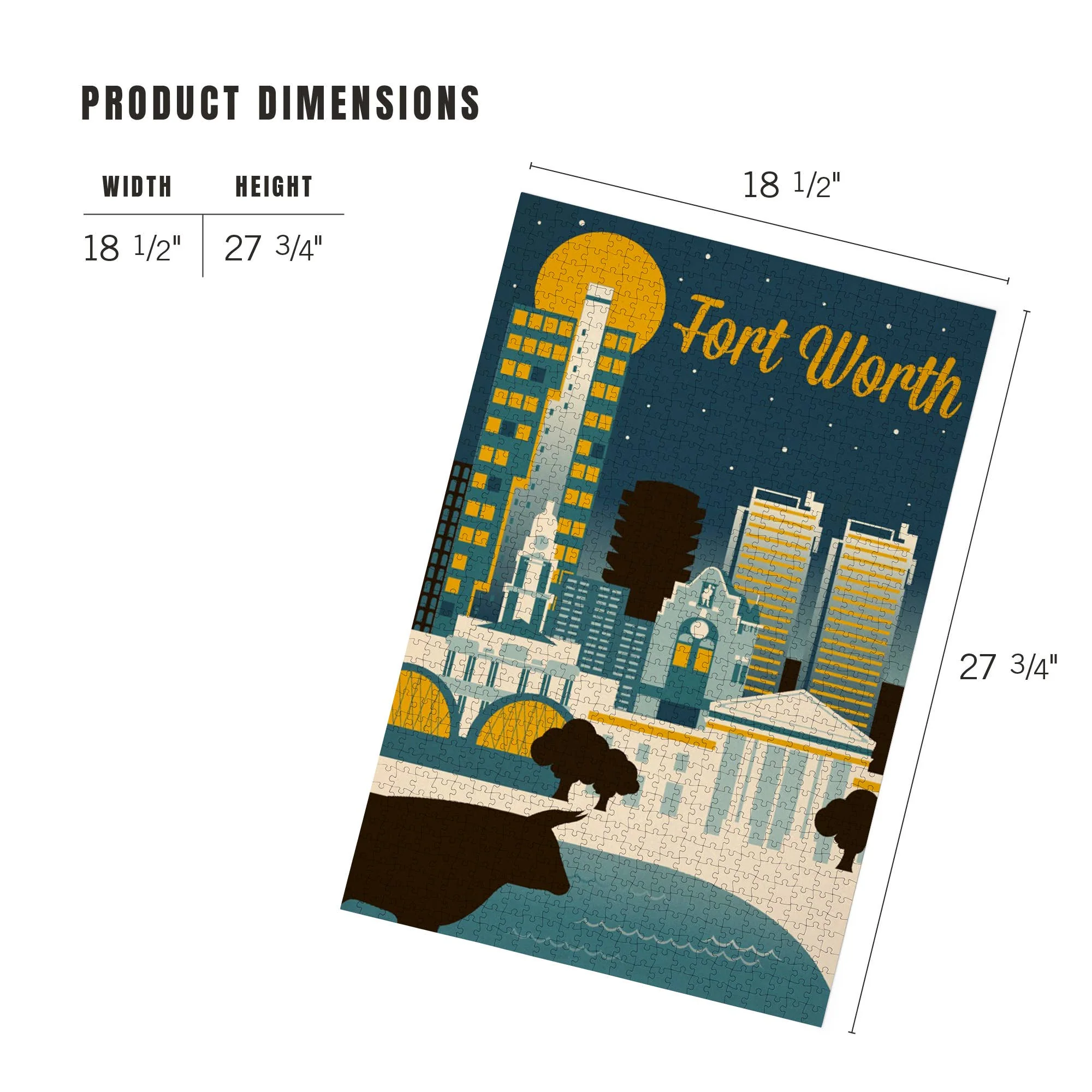 1000 PIECE PUZZLE Fort Worth, Texas, Retro Skyline Series - Image 5