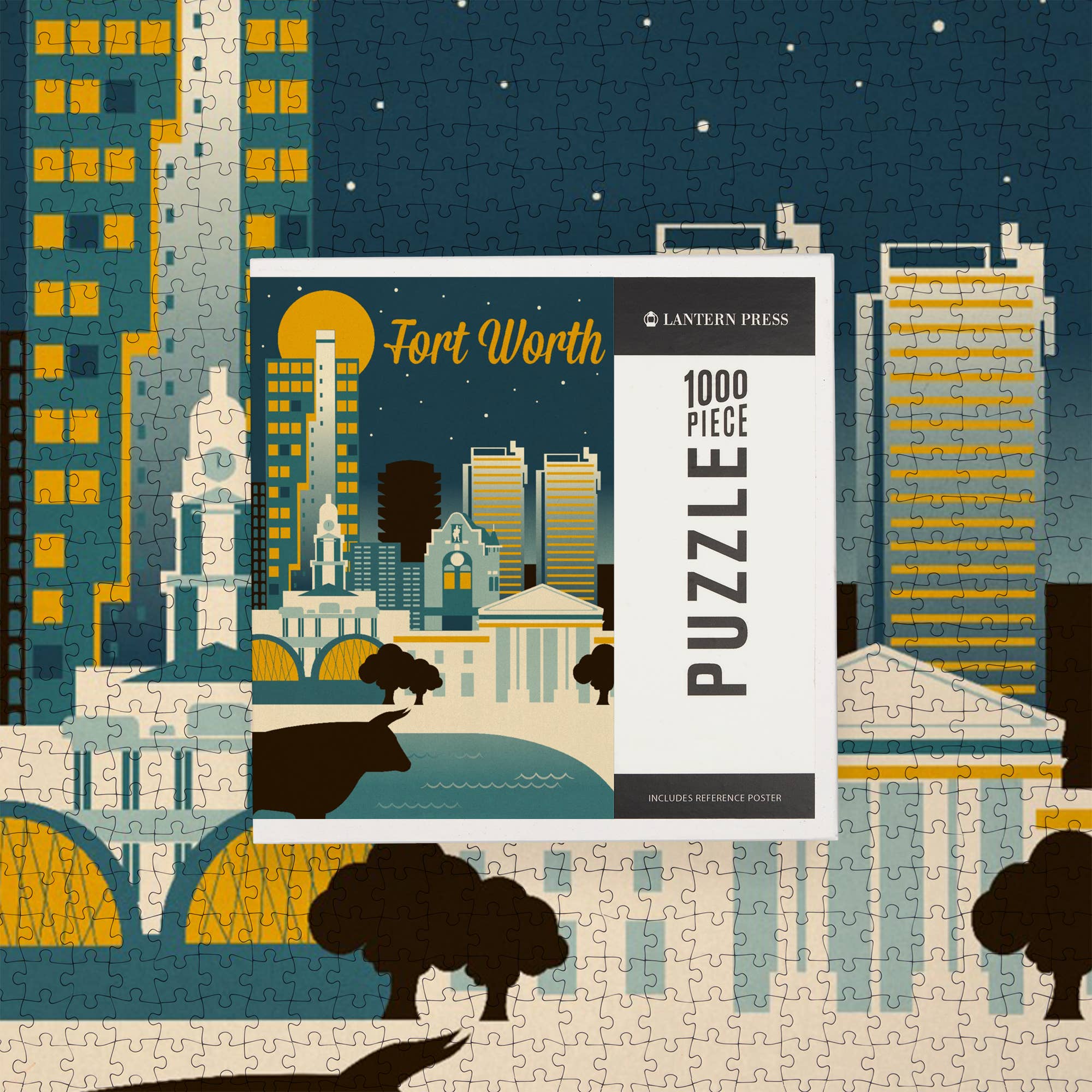 1000 PIECE PUZZLE Fort Worth, Texas, Retro Skyline Series - Image 7