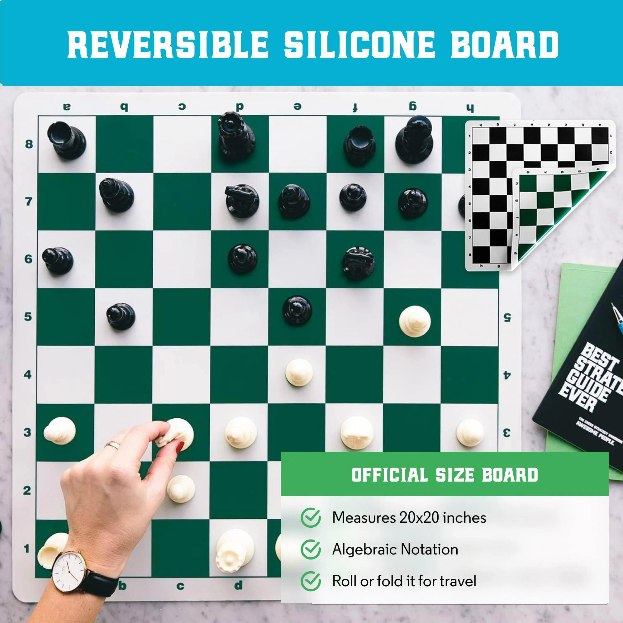 Best Chess Set Ever, 3x Tournament Set, Double-Sided Board - Image 5