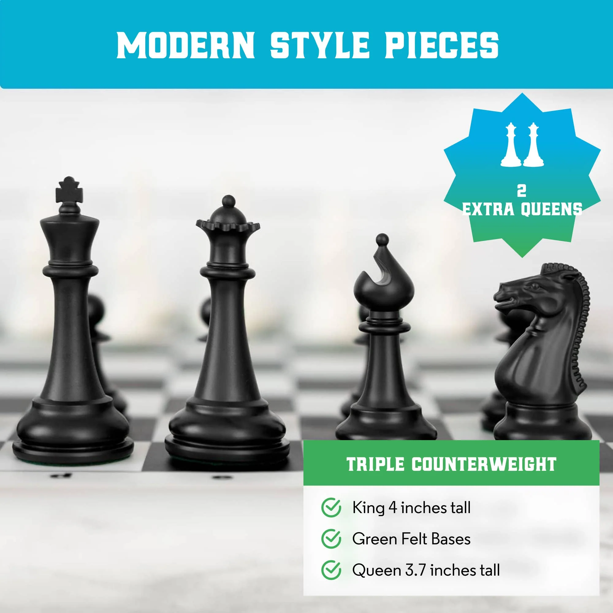 Best Chess Set Ever, 3x Tournament Set, Double-Sided Board - Image 6