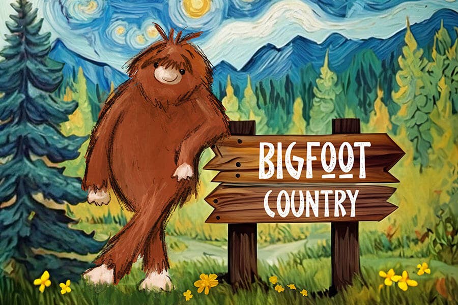 Bigfoot Country - Sasquatch Yeti Camping Wilderness Puzzle - Image 2
