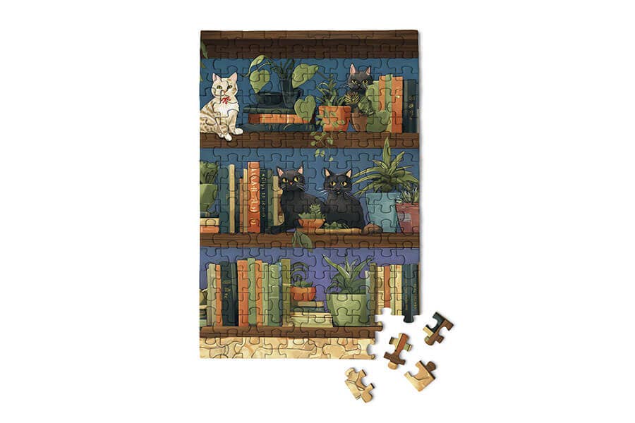 Cat Tales - Library books bookcase plants garden puzzle - Image 3