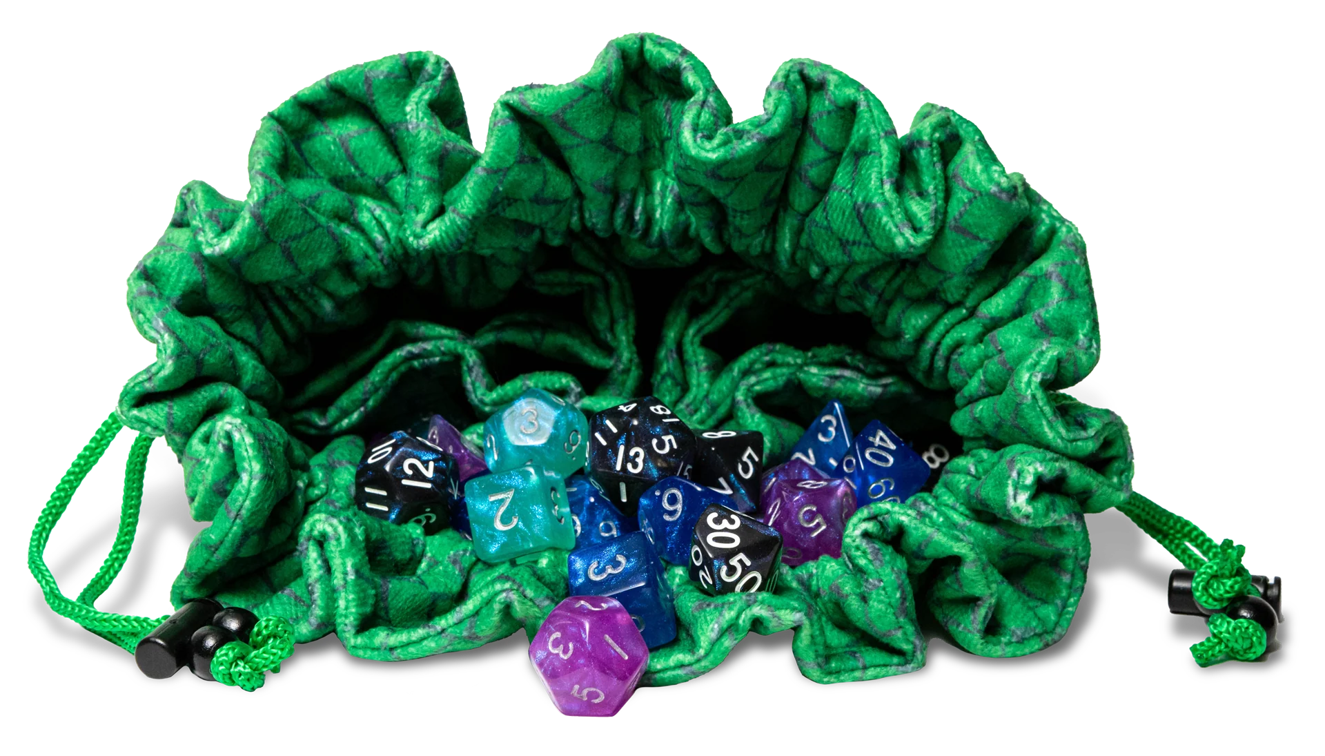 Dragon Storm Velvet Compartment Dice Bag Green Dragon Scales - Image 2