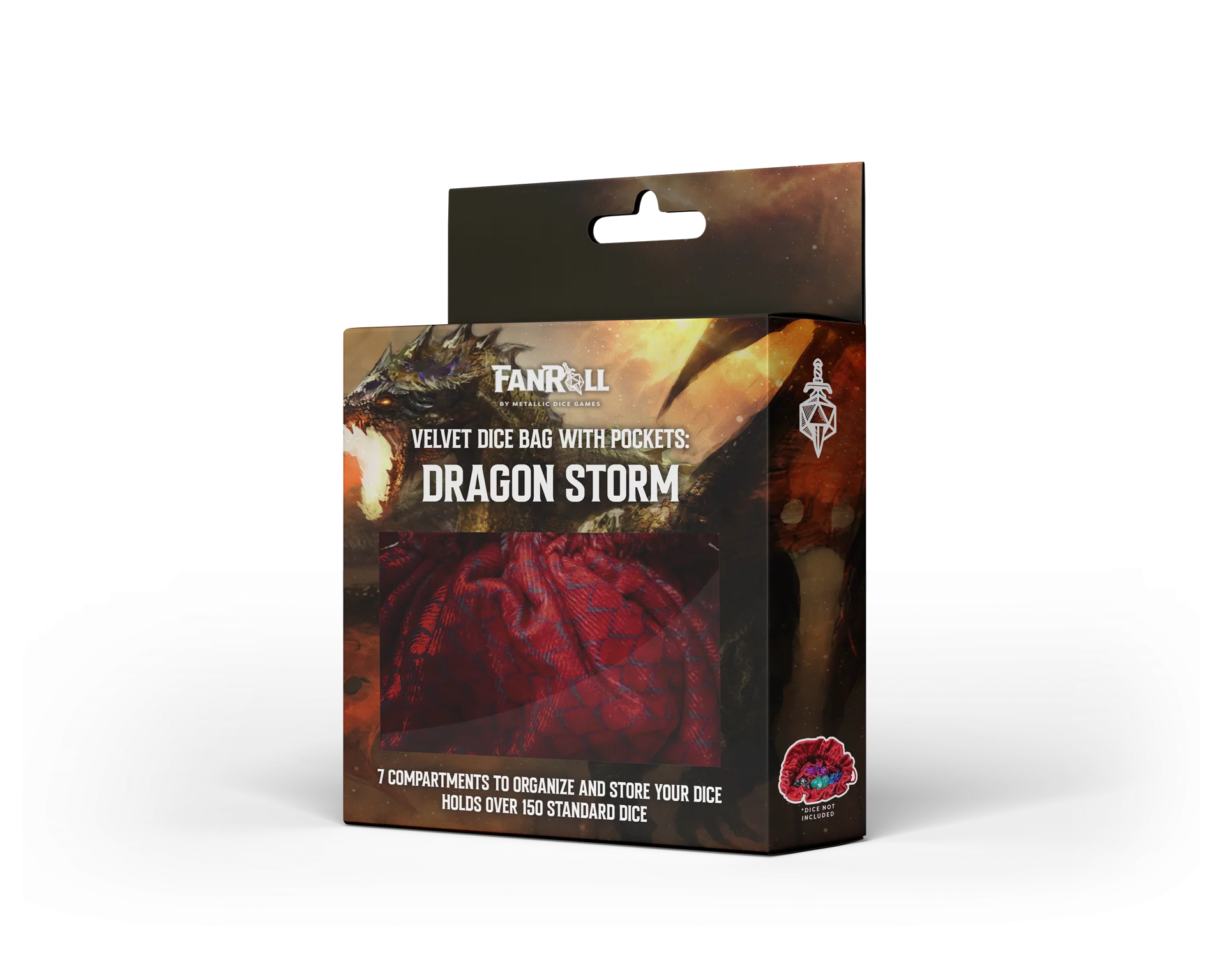 Dragon Storm Velvet Compartment Dice Bag: Red Dragon Scales