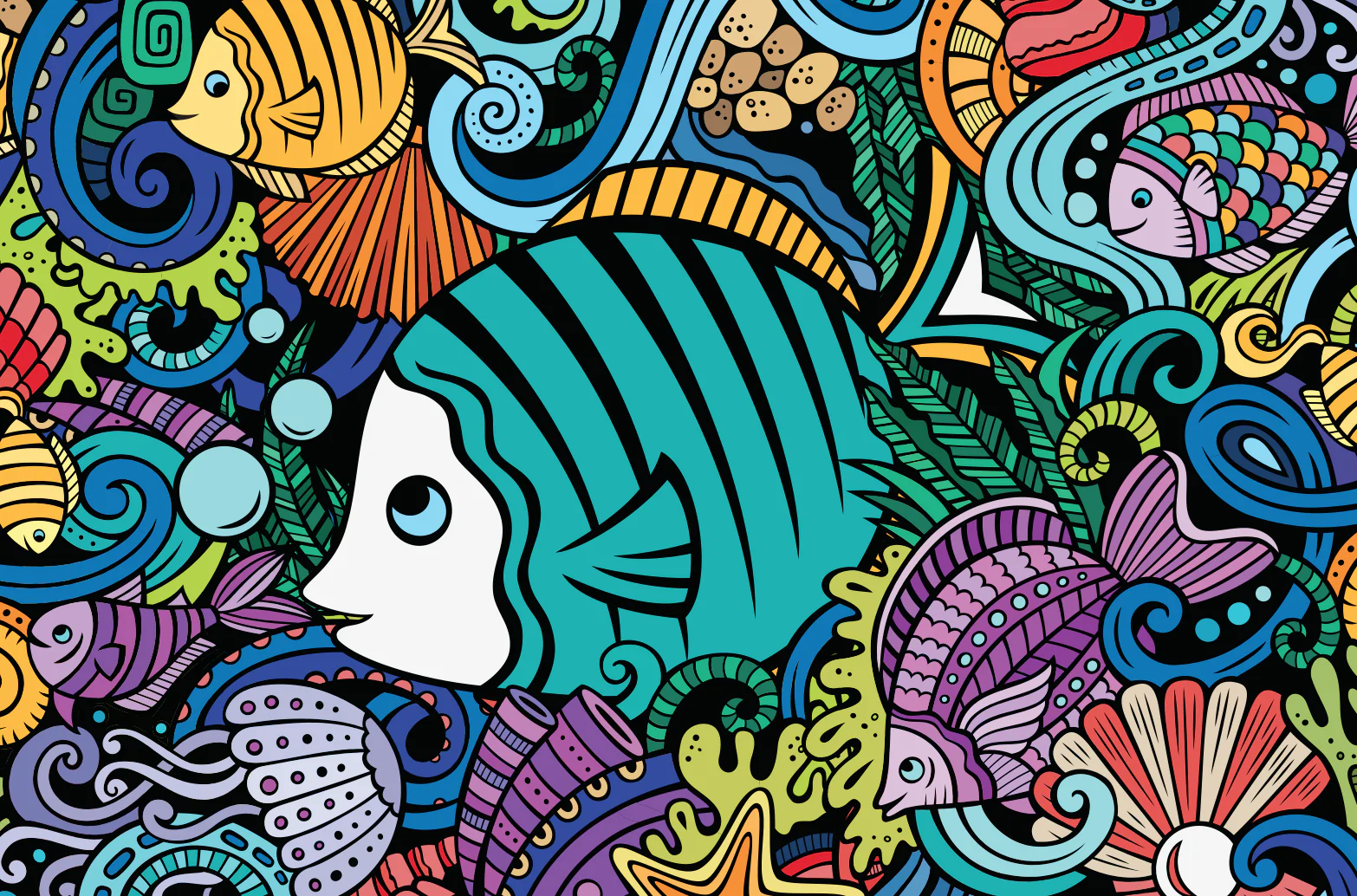 Fish Doodle MicroPuzzle - Mini Jigsaw Puzzle - Image 2