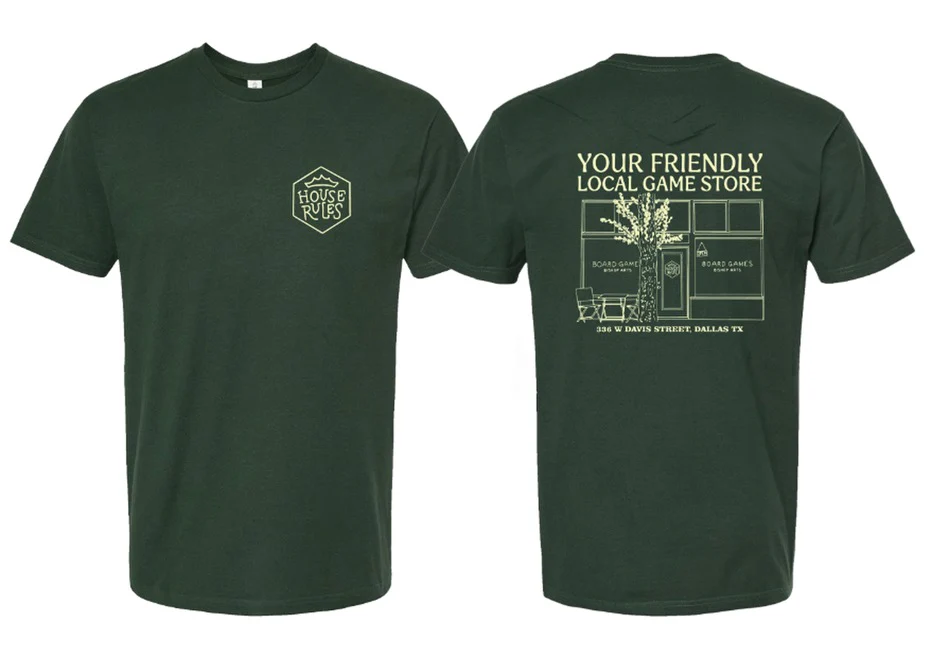 "Friendly Local Game Store" House Rules Shop T-Shirt - Image 3