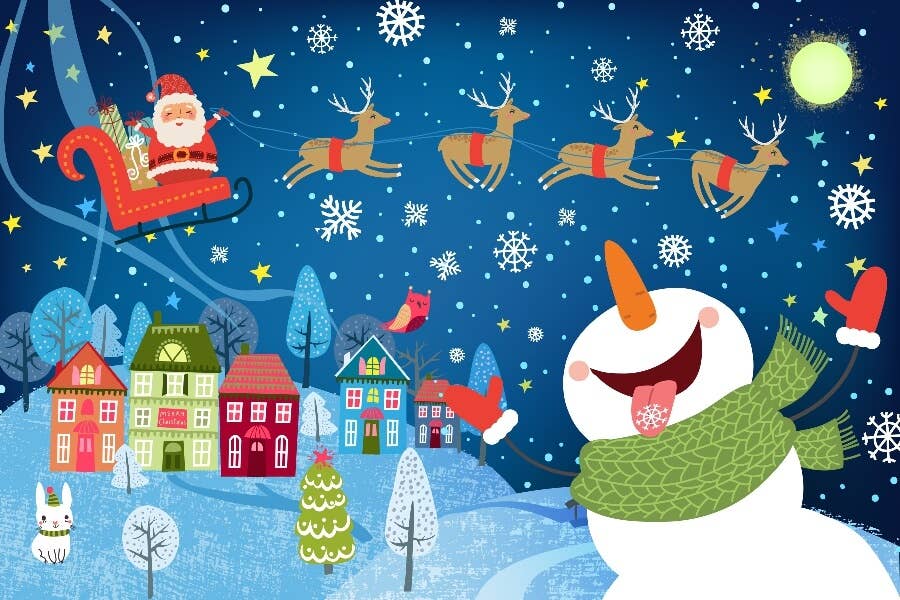 Holidays - Here Comes Santa Claus Christmas Gifts Snowman - Image 2