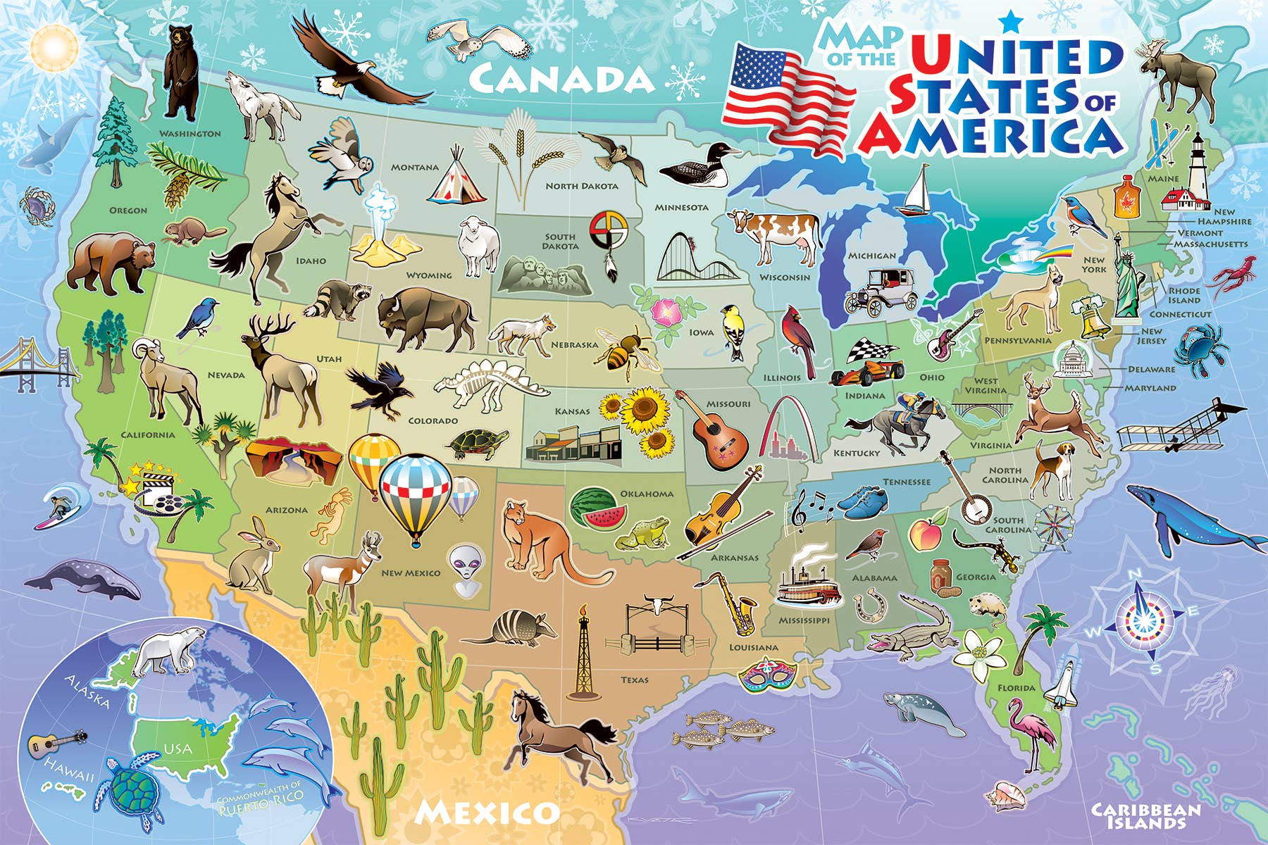 Map of the USA 48pc floor puzzle - Image 2