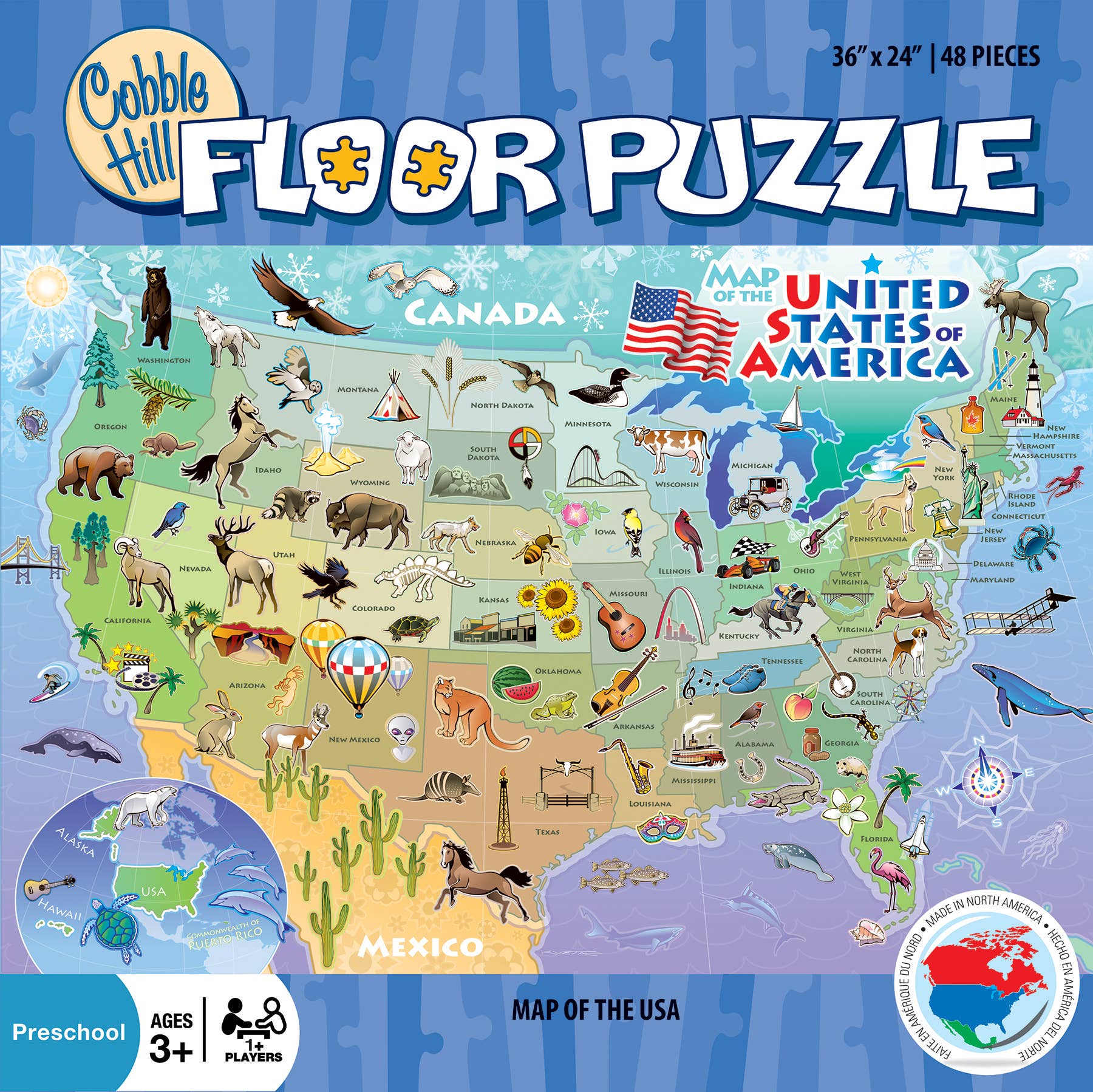 Map of the USA 48pc floor puzzle - Image 3