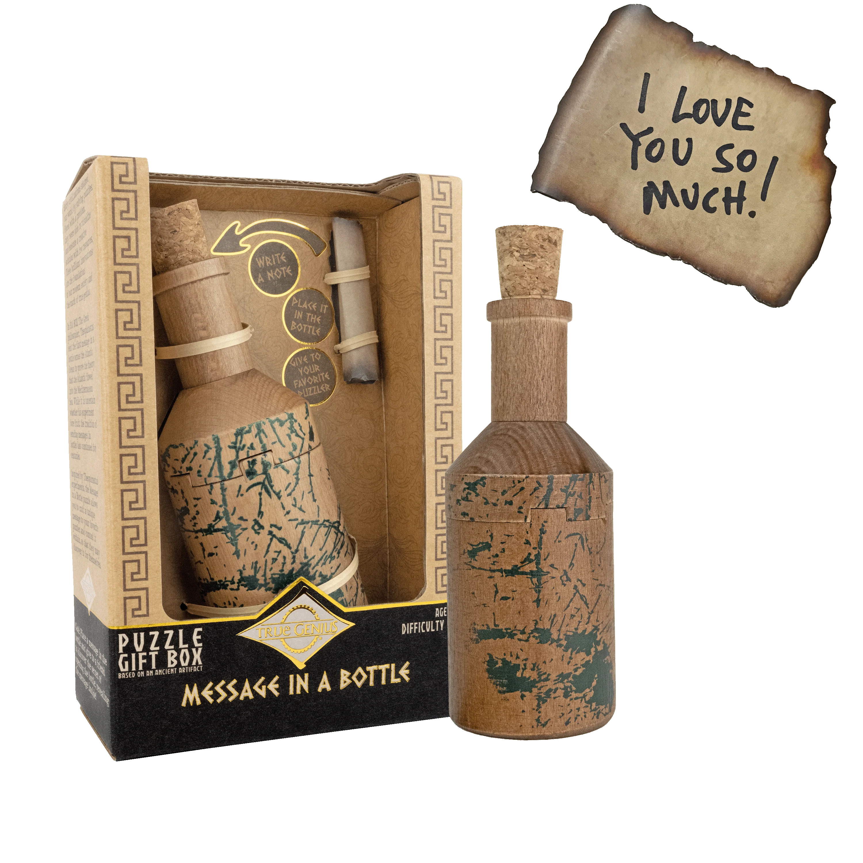 True Genius Message in a Bottle - Secret Puzzle Box