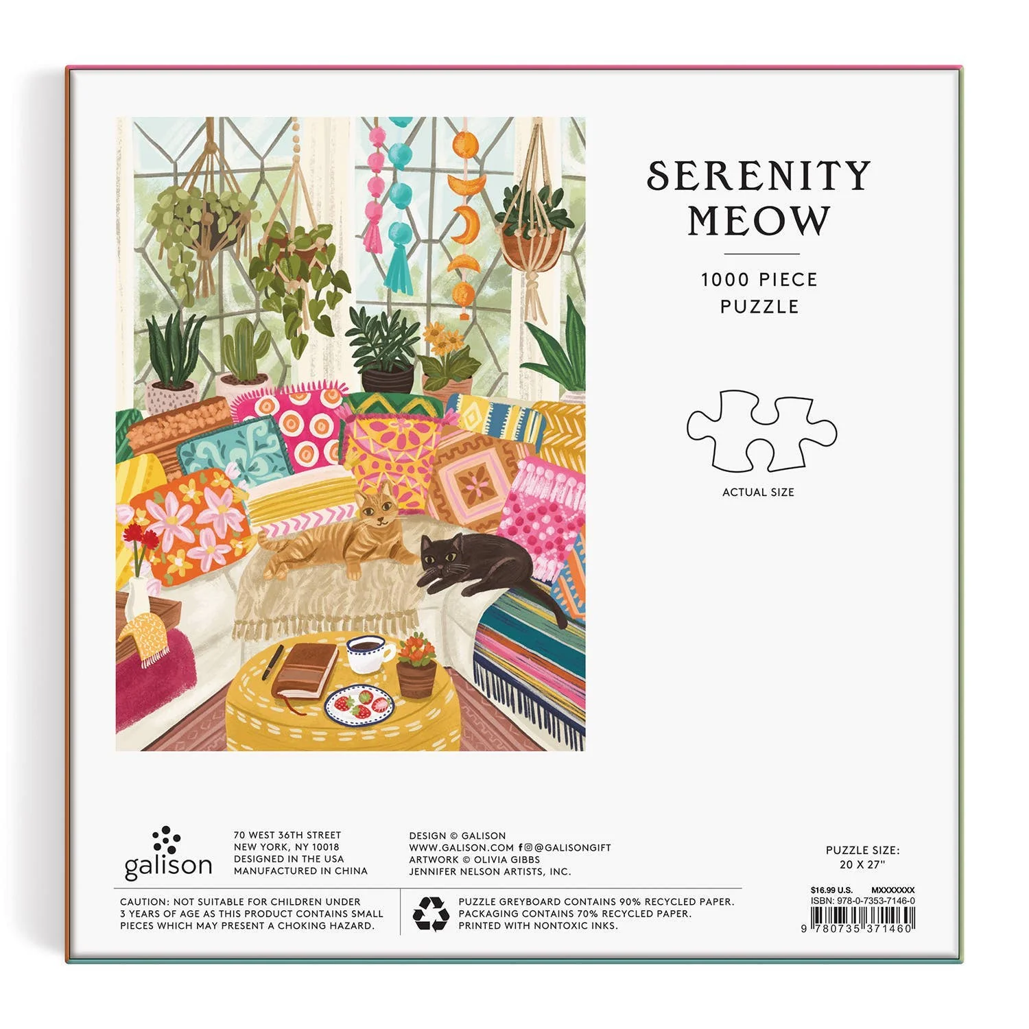 Serenity Meow 1000 Piece Puzzle in a Square Box - Image 4