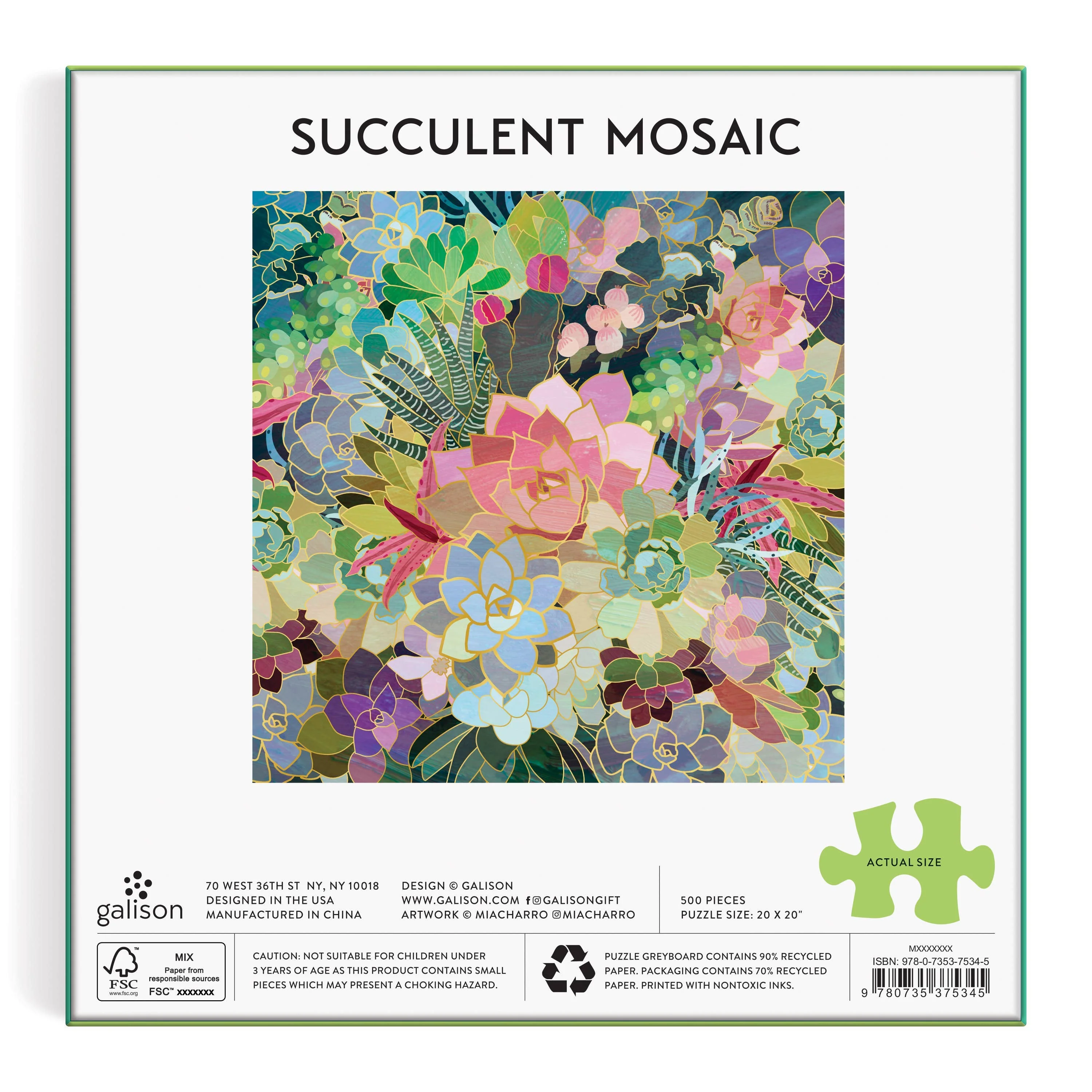 Succulent Mosaic 500 Piece Foil Puzzle - Image 4